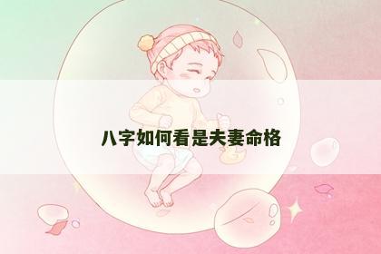八字如何看是夫妻命格