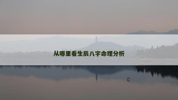 从哪里看生辰八字命理分析