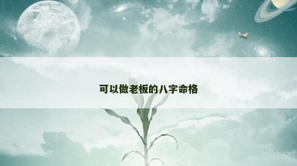 可以做老板的八字命格