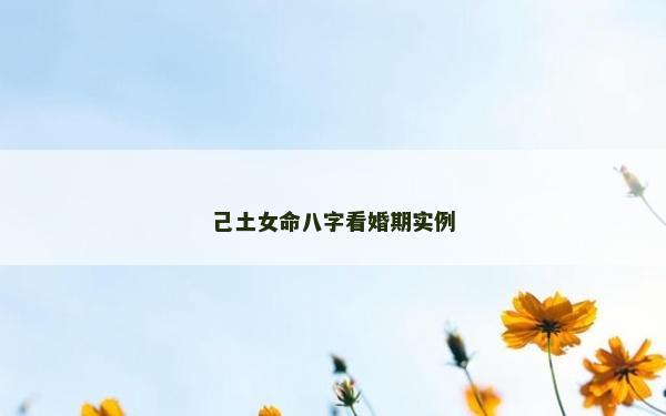 己土女命八字看婚期实例