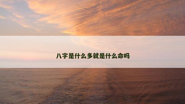 八字是什么多就是什么命吗
