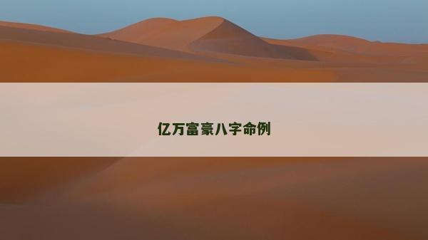 亿万富豪八字命例