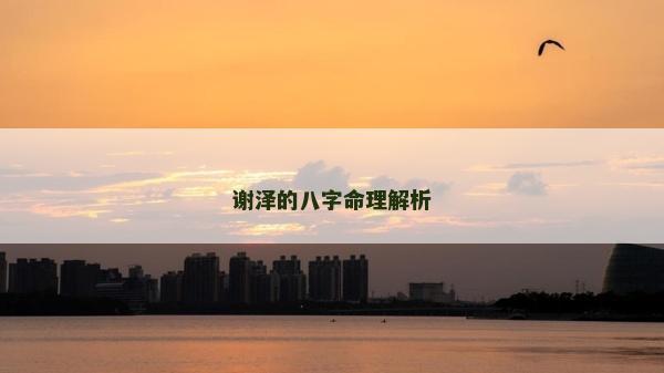 谢泽的八字命理解析