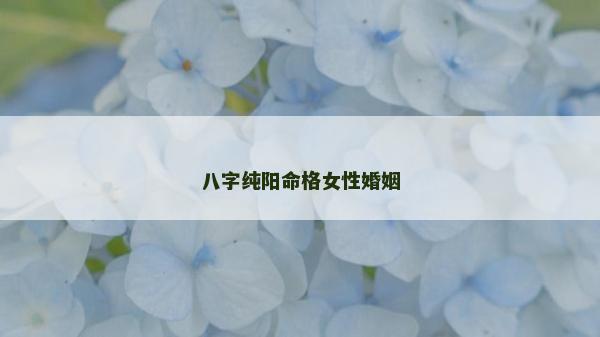 八字纯阳命格女性婚姻