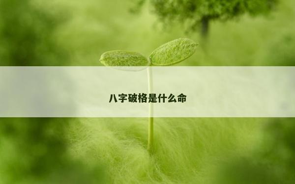八字破格是什么命