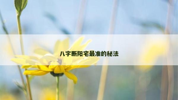 八字断阳宅最准的秘法