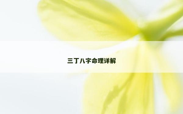 三丁八字命理详解