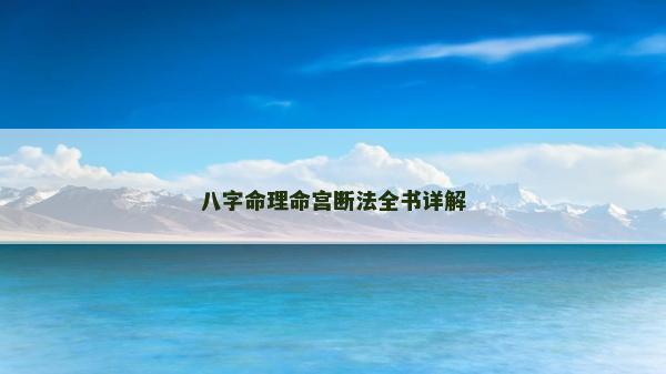 八字命理命宫断法全书详解