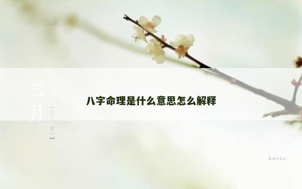 八字命理是什么意思怎么解释