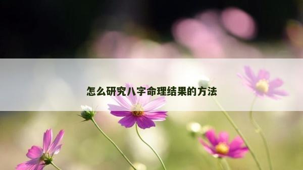 怎么研究八字命理结果的方法
