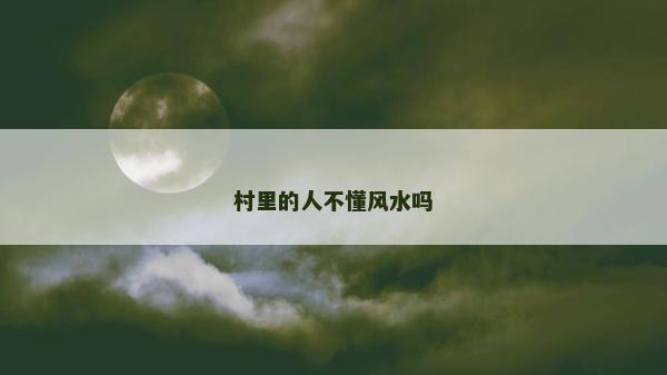 村里的人不懂风水吗