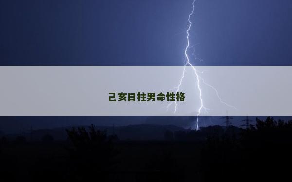 己亥日柱男命性格