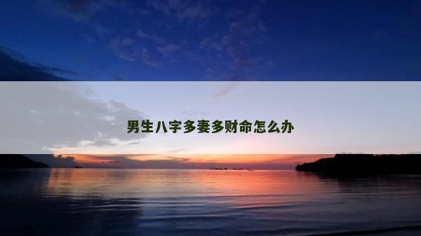 男生八字多妻多财命怎么办