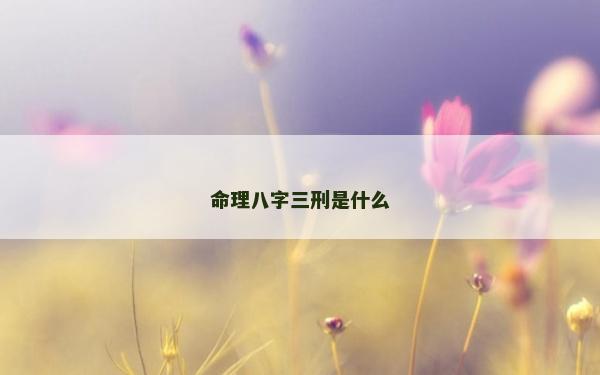 命理八字三刑是什么
