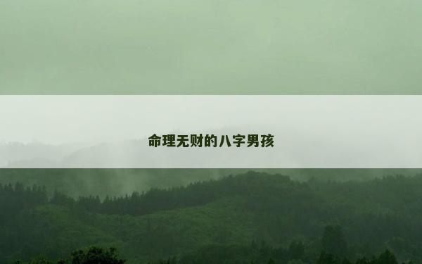 命理无财的八字男孩
