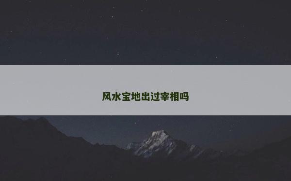 风水宝地出过宰相吗