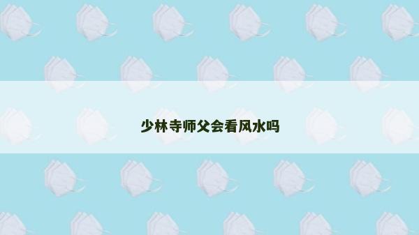 少林寺师父会看风水吗