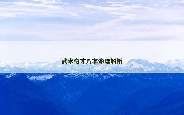 武术奇才八字命理解析