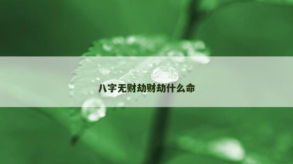 八字无财劫财劫什么命