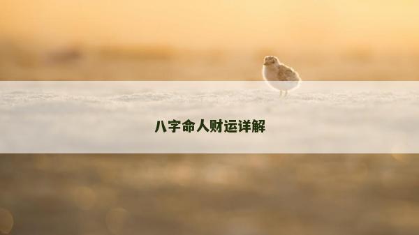 八字命人财运详解