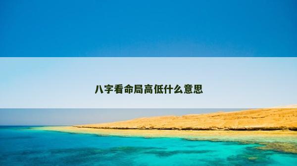 八字看命局高低什么意思