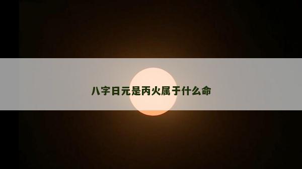 八字日元是丙火属于什么命
