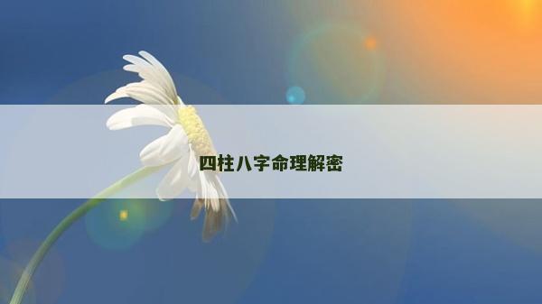 四柱八字命理解密