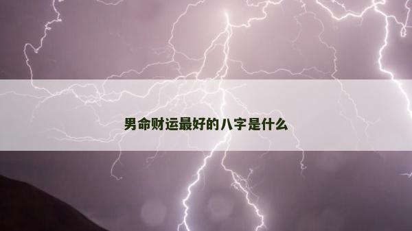 男命财运最好的八字是什么