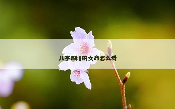 八字四阳的女命怎么看