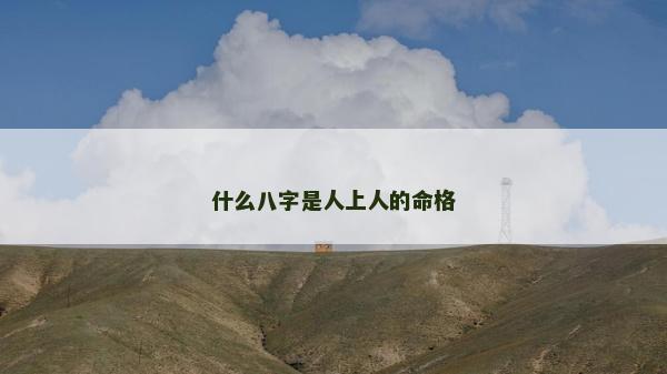 什么八字是人上人的命格
