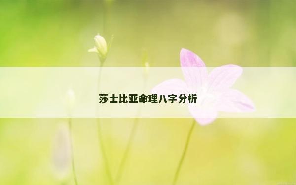 莎士比亚命理八字分析