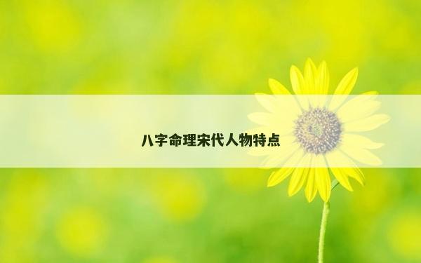 八字命理宋代人物特点