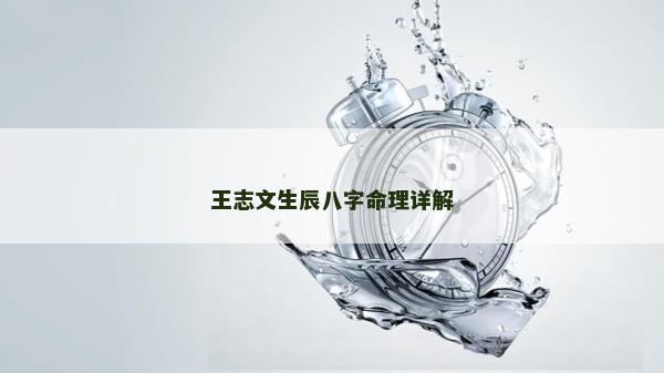 王志文生辰八字命理详解