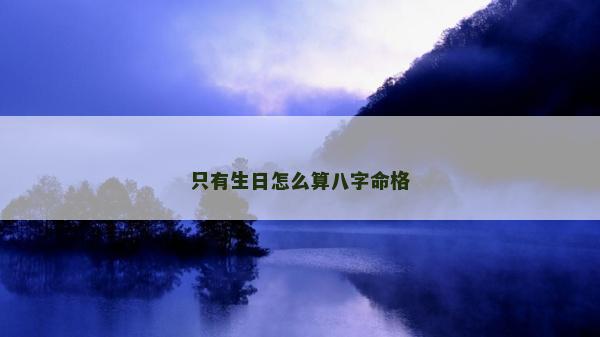 只有生日怎么算八字命格