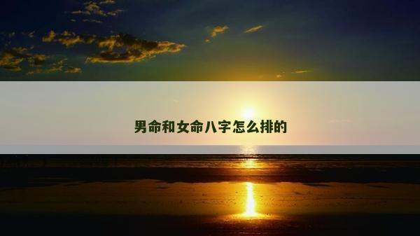 男命和女命八字怎么排的
