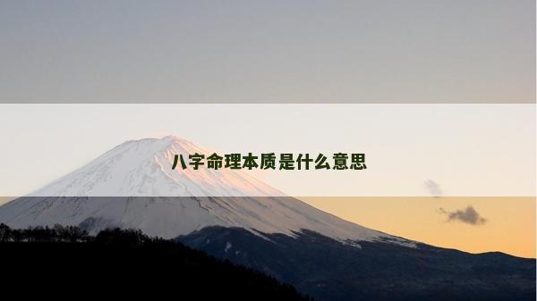 八字命理本质是什么意思