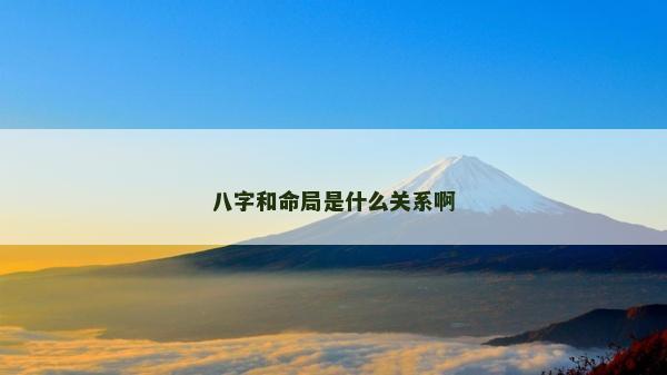 八字和命局是什么关系啊