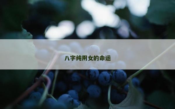八字纯阴女的命运