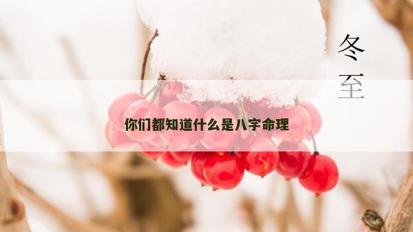 你们都知道什么是八字命理