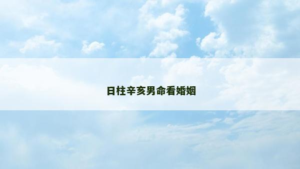日柱辛亥男命看婚姻