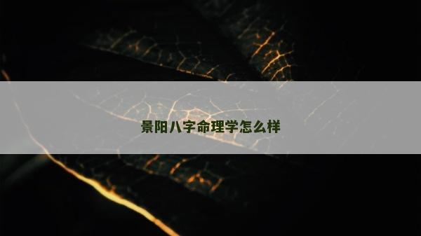 景阳八字命理学怎么样