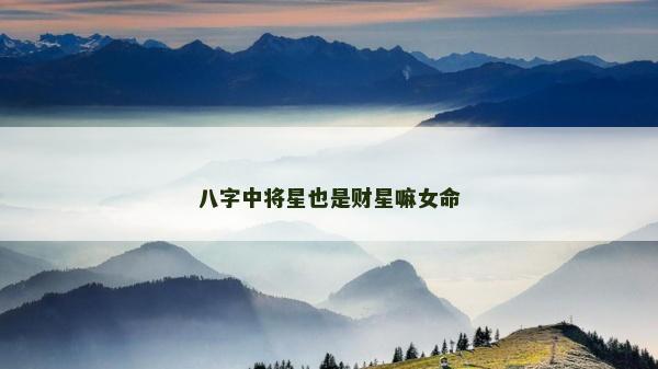 八字中将星也是财星嘛女命