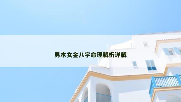 男木女金八字命理解析详解