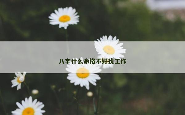 八字什么命格不好找工作