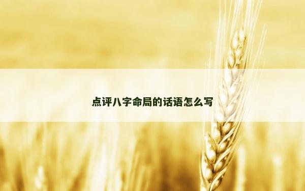 点评八字命局的话语怎么写