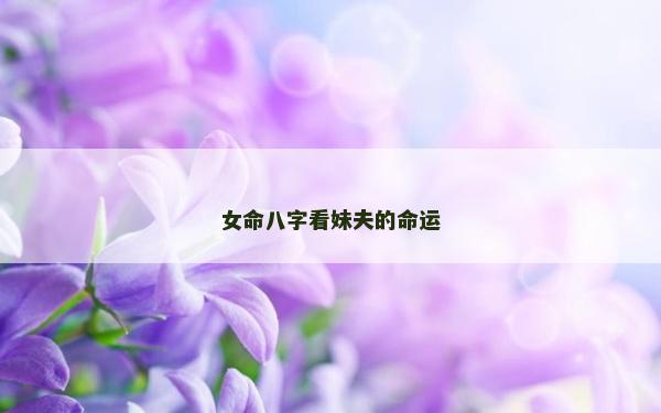 女命八字看妹夫的命运