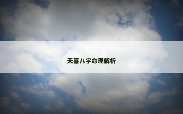 天喜八字命理解析