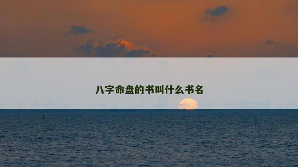 八字命盘的书叫什么书名