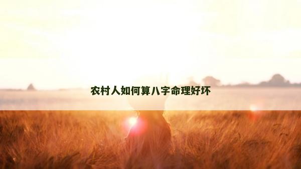 农村人如何算八字命理好坏