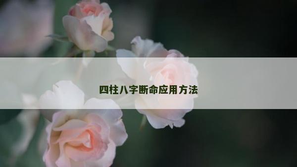 四柱八字断命应用方法